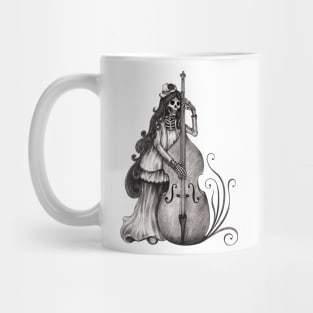 Sugar skull playing double bass day of the dead. Mug